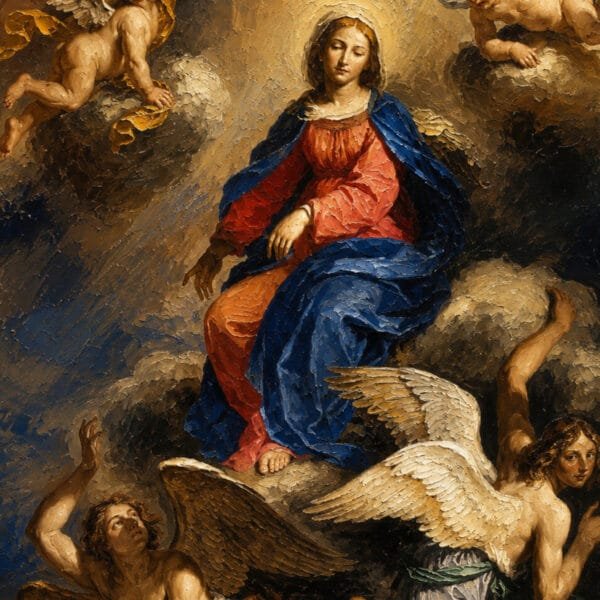 María entre Ángeles y Nubes, arte sin mockup