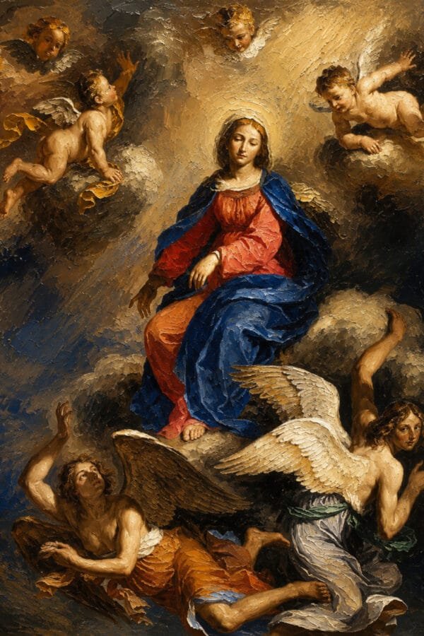 María entre Ángeles y Nubes, arte sin mockup