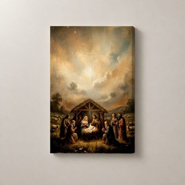 La Noche del Nacimiento, cuadro vertical en canvas