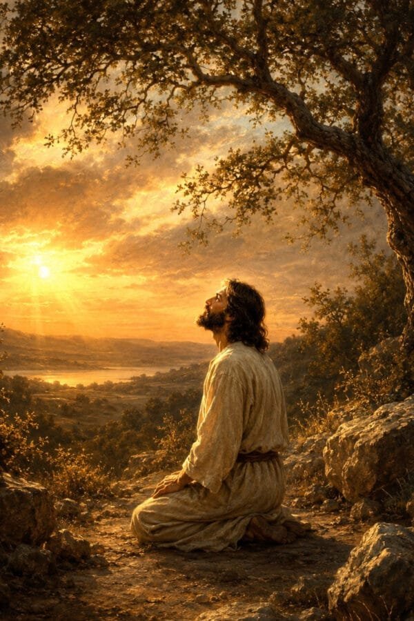 Jesús Ora al Amanecer, arte sin mockup