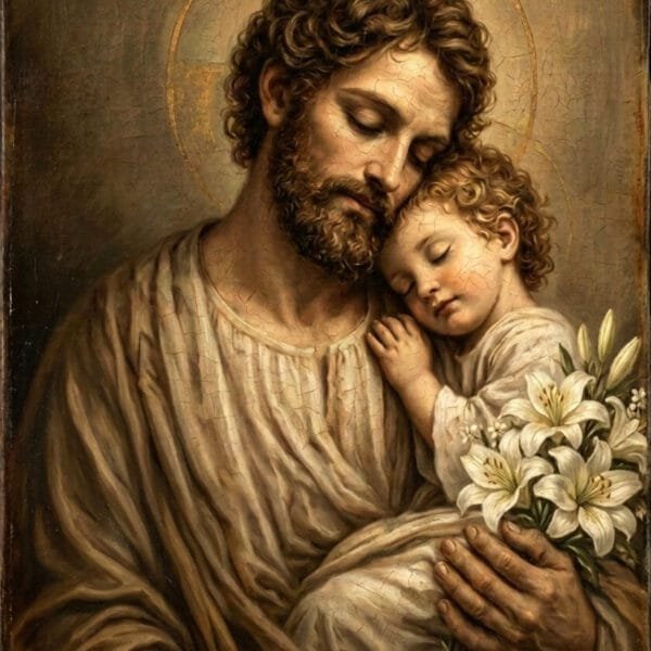 San José Abraza al Niño Jesús, arte sin mockup