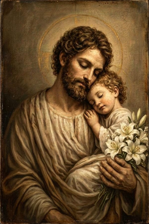 San José Abraza al Niño Jesús, arte sin mockup