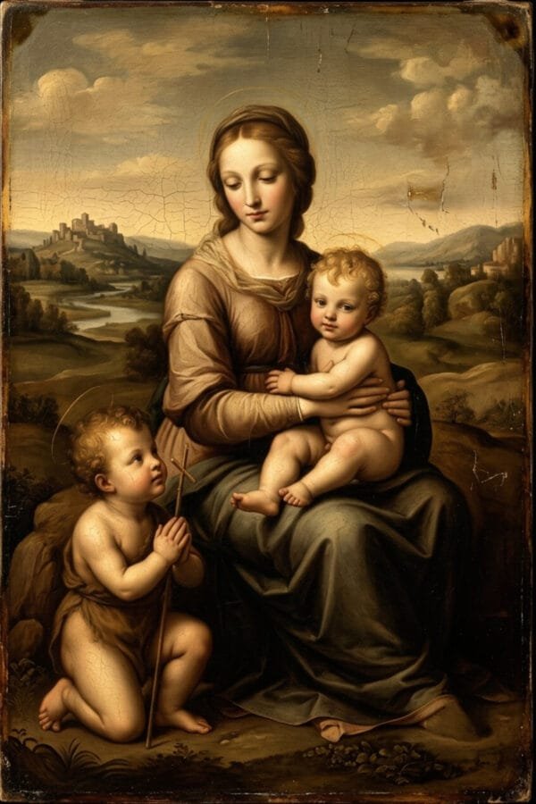 María con Jesús y San Juan Niño, arte sin mockup